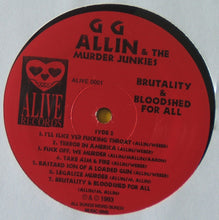 Load image into Gallery viewer, GG Allin & The Murder Junkies : Brutality & Bloodshed For All (LP, Album, RE)