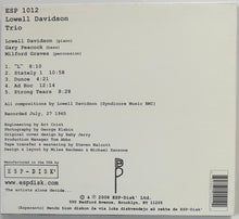 Load image into Gallery viewer, Lowell Davidson Trio : Lowell Davidson Trio (CD, Album, RE, RM, Dig)
