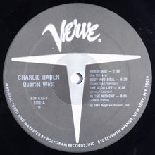 Load image into Gallery viewer, Charlie Haden, Ernie Watts, Alan Broadbent, Billy Higgins : Quartet West (LP, Album)