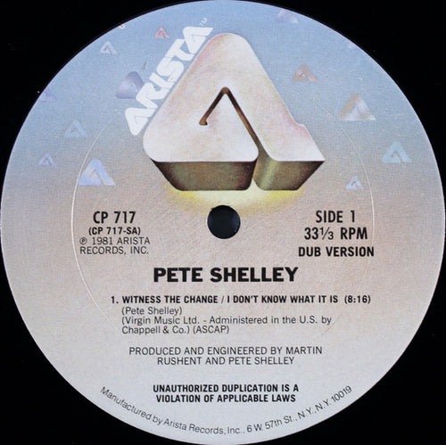 Pete Shelley : Witness The Change / I Don't Know What It Is (12