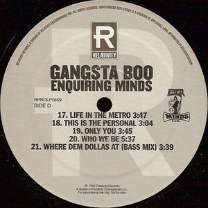 Gangsta Boo : Enquiring Minds (2xLP, Album, Promo)