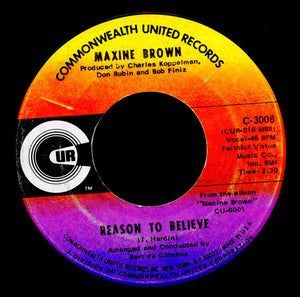 Maxine Brown : I Can't Get Along Without You / Reason To Believe (7", Single)