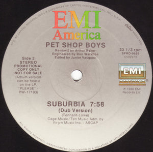 Pet Shop Boys : Suburbia (Special Arthur Baker Remix) (12", Promo)