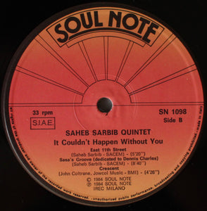 Saheb Sarbib Quintet : It Couldn't Happen Without You (LP, Album)