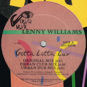 Lenny Williams : Gotta Lotta Luv (12", Single)