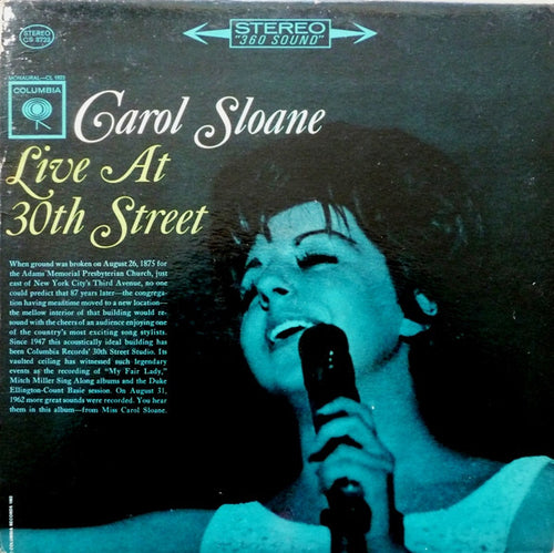 Carol Sloane : Live At 30th Street (LP, Album)