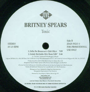 Britney Spears : Toxic (12", Promo)