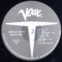Load image into Gallery viewer, Charlie Haden, Ernie Watts, Alan Broadbent, Billy Higgins : Quartet West (LP, Album)
