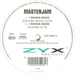 Masterjam : I Wanna Know (12")