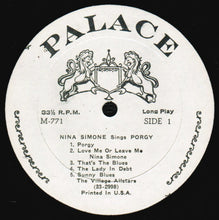 Load image into Gallery viewer, Nina Simone With The Village Allstars : Sings Porgy (LP, Comp, Mono)
