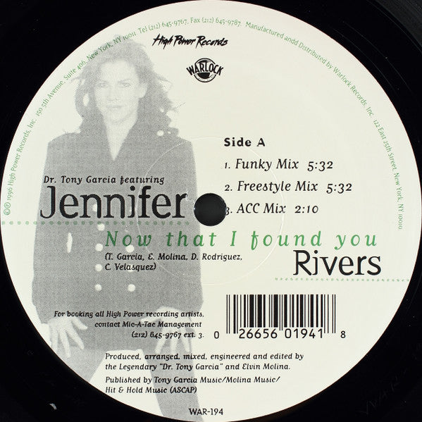 Dr. Tony Garcia* Featuring Jennifer Rivers : Now That I Found You / Precious Love (12