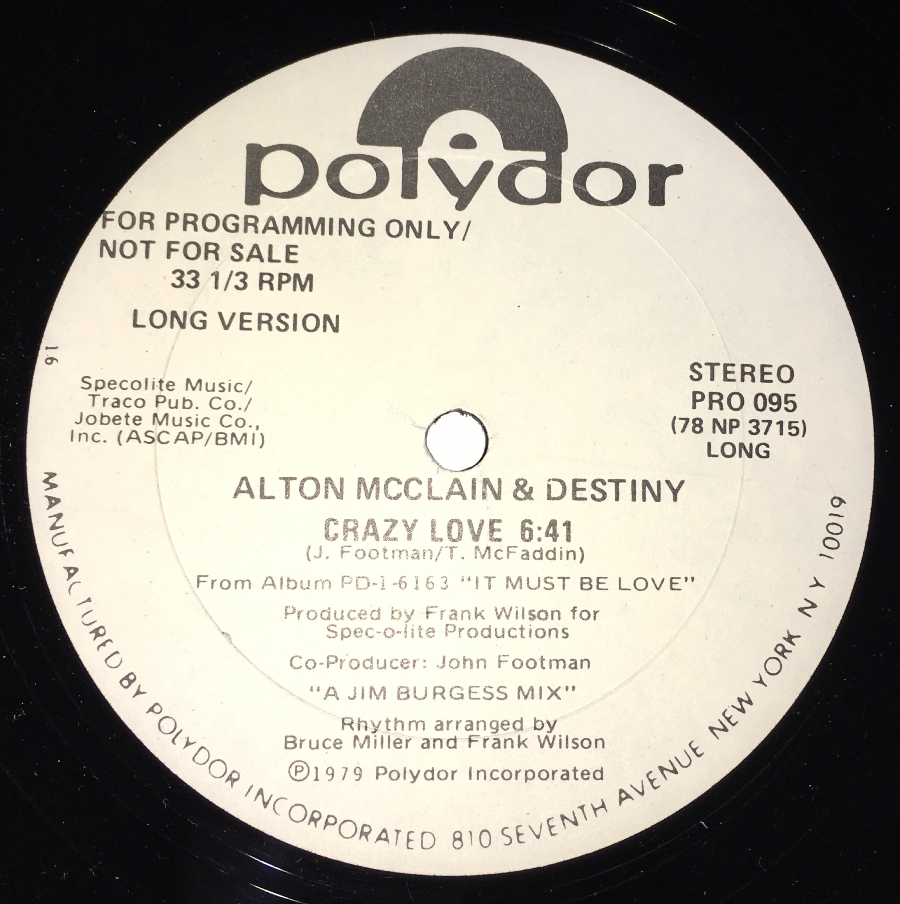 ALTON MCCLAIN & DESTINY - Crazy Love Promo 12”