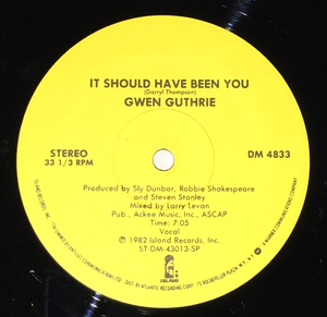 GWEN GUTHRIE - It Should Have Been You 12" (7:05 Larry Levan Mix)