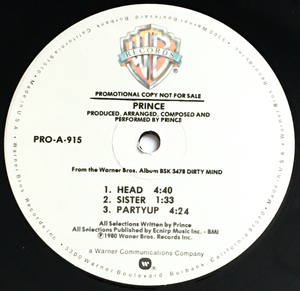 PRINCE - Head / Sister / Party Up Single-Sided Promo 12”