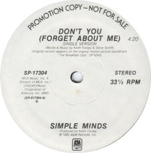 Load image into Gallery viewer, Simple Minds ‎– Don&#39;t You (Forget About Me)
