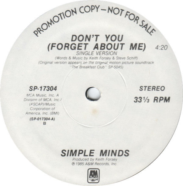 Simple Minds ‎– Don't You (Forget About Me)